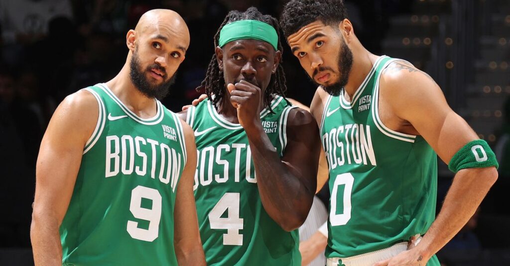Celtics dominate Mavericks in Game 1 win as Kristaps Porziņģis shines in return.